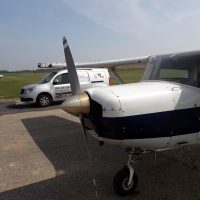 Closeup View Of Aeroplane at Andrews field aviation airfield.