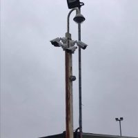 Floodlight overlooking CCTV installation