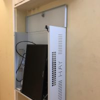 CCTV electric cables exposed inside metal case