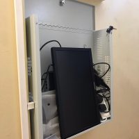 CCTV electrics organised in metal casing