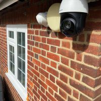Close up of Hikvision CCTV camera on Essex property
