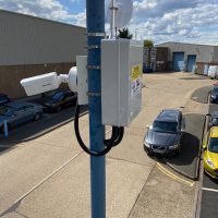 Side view of new cctv installation overlooking road