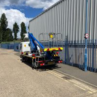 CCTV camera overlooking lorry parked on side of industrial estate